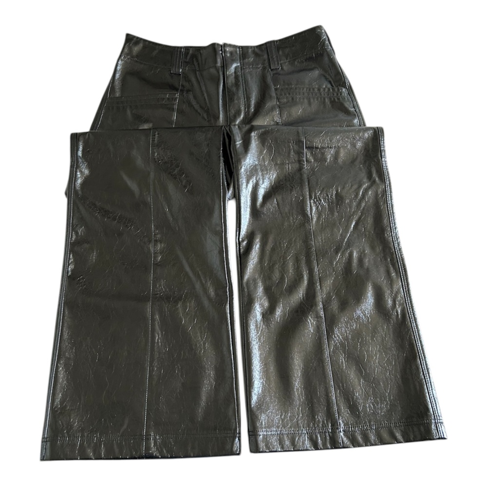 Free People Star Crossed Lovers Straight Wide Leg Vegan Faux Leather Pant